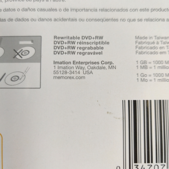 Memorex 10 Pack PAQ DVD+RW 4X 4.7 GB/GO 12 Min. New Disks - Picture 4 of 5